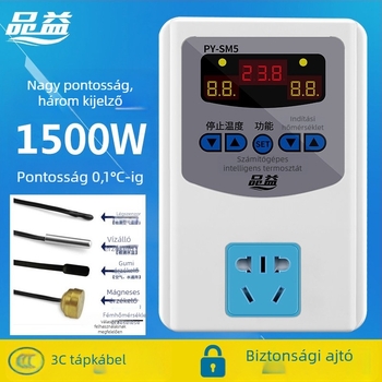 Pinyi 220V 2200W háromkijelzős állítható hőmérséklet-szabályozó termosztát kapcsoló LCD-vel