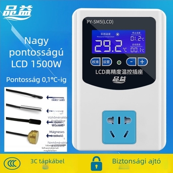 Pinyi 220V 2200W háromkijelzős állítható hőmérséklet-szabályozó termosztát kapcsoló LCD-vel