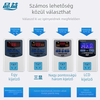 Pinyi 220V 2200W háromkijelzős állítható hőmérséklet-szabályozó termosztát kapcsoló LCD-vel