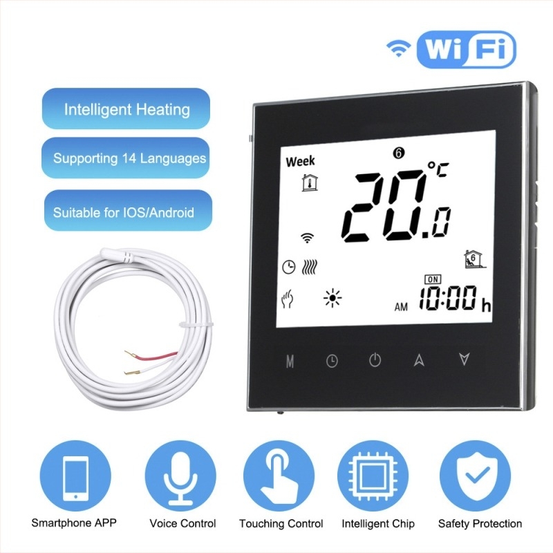 BHT-1000-WIFI sorozat, 16A padlófűtés termosztát Wi‑Fi hangvezérléssel és hőmérséklet-szabályzó
