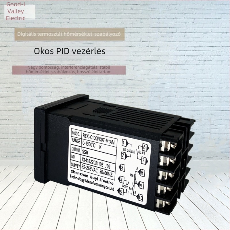 Ipari hőmérséklet-szabályozó REX-C100FK07-VAN hosszú változat, szilárdtest technológiával és hőmérséklet-érzékelő vezetékkel – háromrészes készlet a hőmérséklet-szabályozáshoz