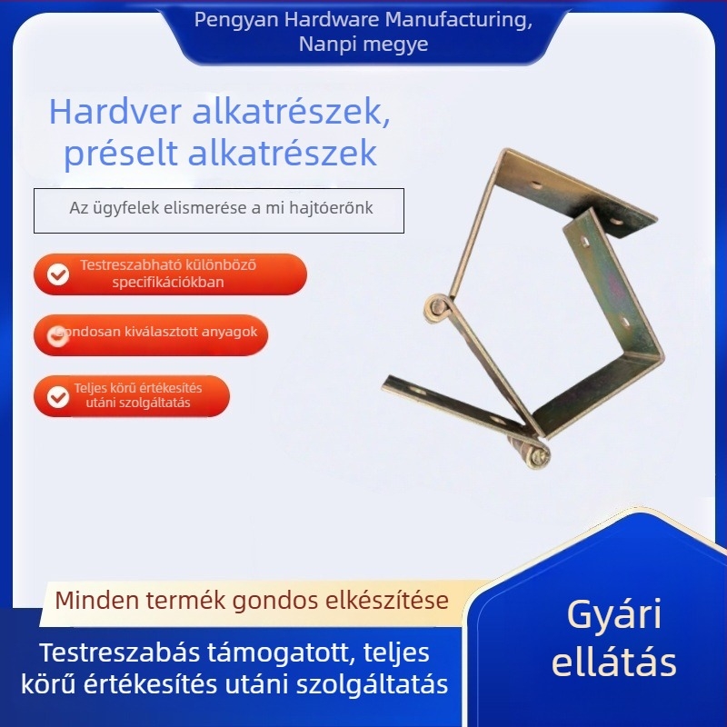 Erősített 90°-os szögcsatlakozó, L-alakú pánt szekrényekhez és gardróbokhoz, rögzítő vasból készült tartó