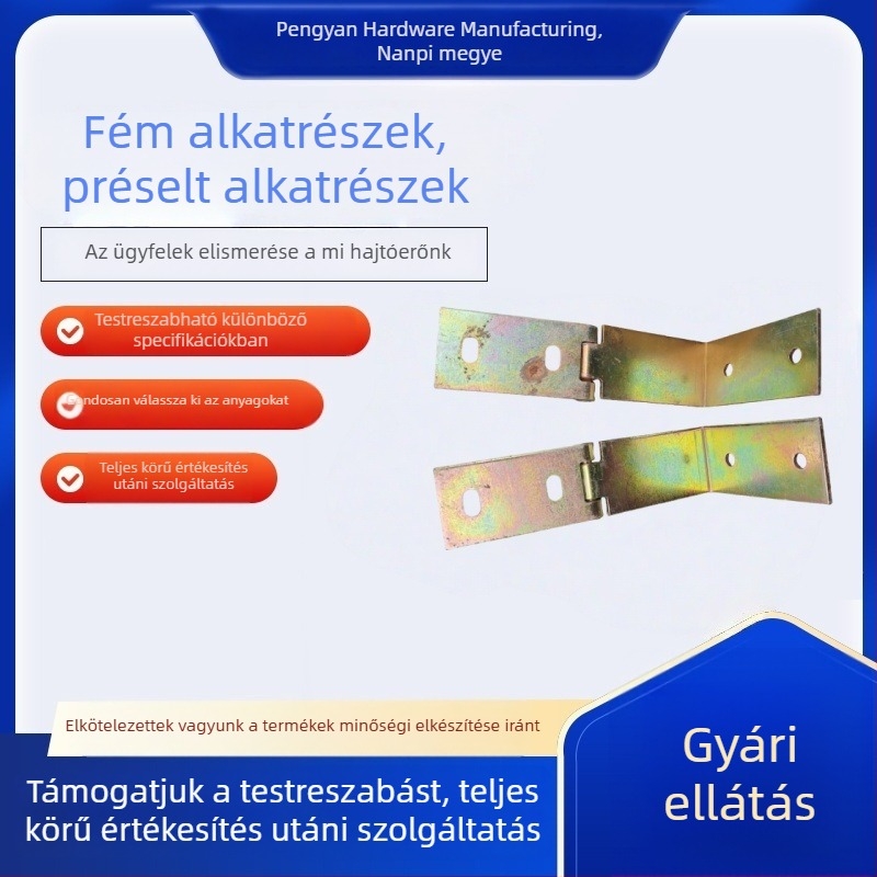 Erősített 90°-os szögcsatlakozó, L-alakú pánt szekrényekhez és gardróbokhoz, rögzítő vasból készült tartó