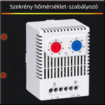 Automata hőmérséklet-szabályozó elektromos szekrényhez, DIN-sínre szerelhető termosztát, hőmérséklet- és páratartalom-szabályozó, osztó doboz, állítható hőmérséklet