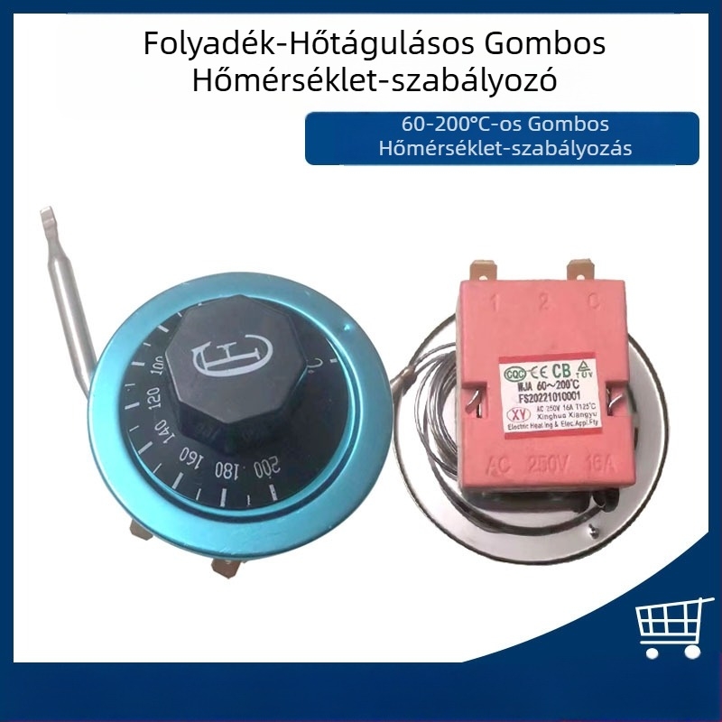 CF kazánhőmérséklet-szabályozó, folyadékexpanziós típus, kétcsatlakozós termosztát gombbal, modell WJA60-200
