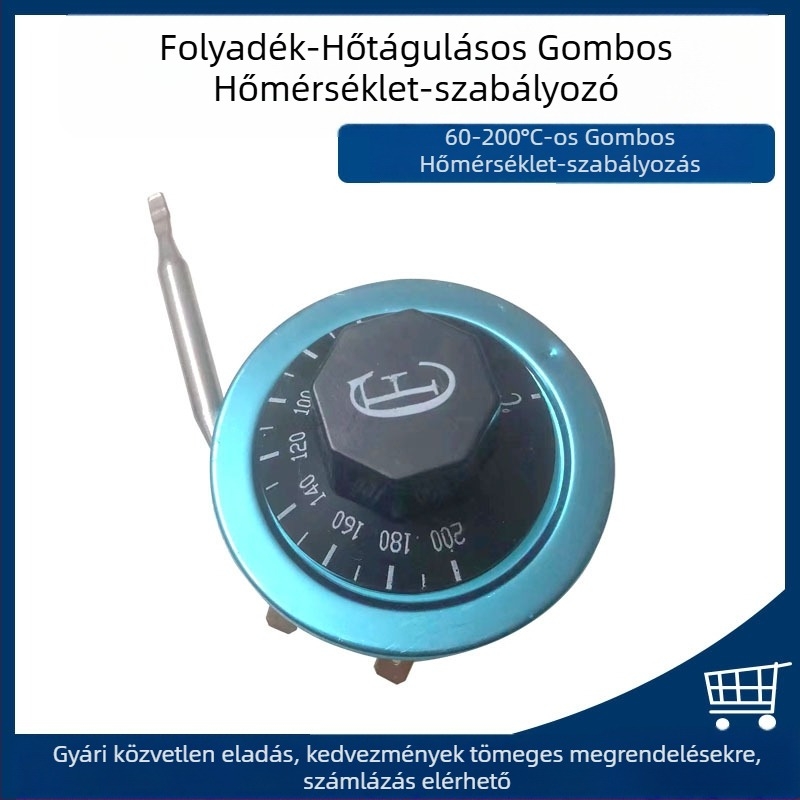 CF kazánhőmérséklet-szabályozó, folyadékexpanziós típus, kétcsatlakozós termosztát gombbal, modell WJA60-200