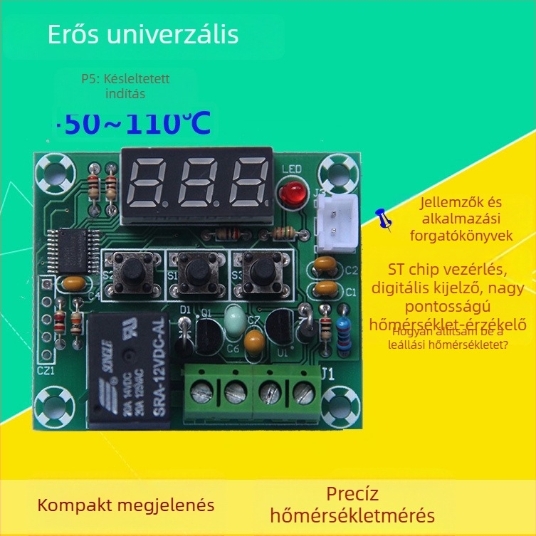 W1209 helyettesítésére – digitális termosztát, kiváló pontosságú hőmérséklet-szabályozó – mini vezérlőpanel