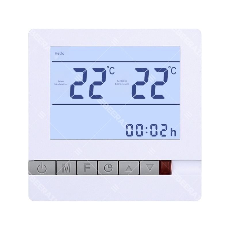 Intelligens LCD termosztát, padlófűtés és vízmelegítés szabályozó panel