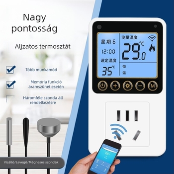 Távoli WiFi hőmérséklet-szabályozó – intelligens termosztát konnektorral