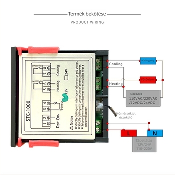 Digitális hőmérséklet-vezérlő hűtő-fagyasztóhoz, nagy precízitású, állítható hőmérséklet, 220V/12V kompatibilis