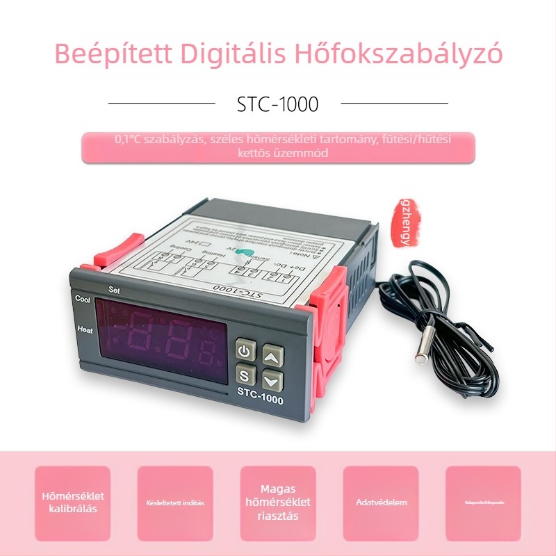 Digitális hőmérséklet-vezérlő hűtő-fagyasztóhoz, nagy precízitású, állítható hőmérséklet, 220V/12V kompatibilis