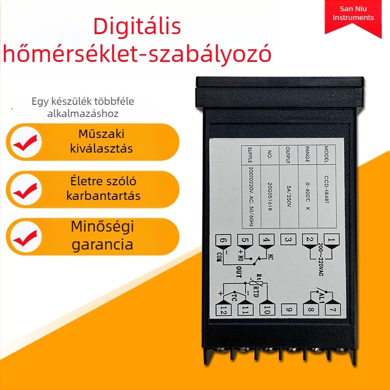 Intelligens kijelzős digitális hőmérséklet-szabályozó, elektronikus termosztát, állítható hőmérséklet, 220V