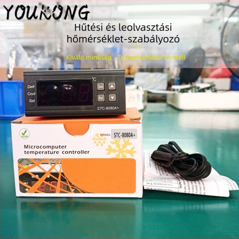 STC-8080A+ Hőmérséklet-szabályozó hűtőszekrényhez és fagyasztóhoz, digitális kijelzővel, teljesen automatikus hőmérséklet-szabályozás