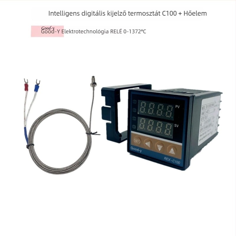 Good-i termosztát Rex-C100 relével és hőmérséklet-érzékelővel, 1 m, M6 csavar, állítható hőmérséklet