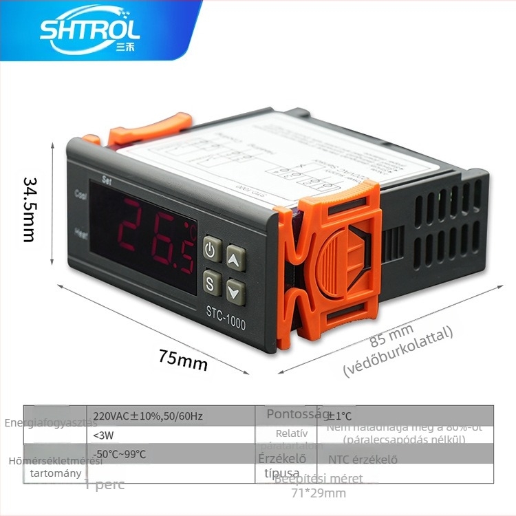 STC-1000 digitális hőmérsékletszabályozó akváriumhoz és tengeri élelmiszer inkubátorhoz, mikroprocesszoros termosztát, 220V.