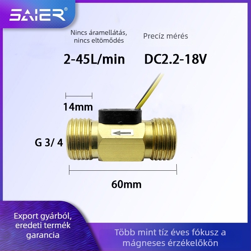SAIER Városi vízellátás áramlásmérője szivattyú áramláskapcsolóval és elektromechanikus szintérzékelővel, 2–45 L/perc
