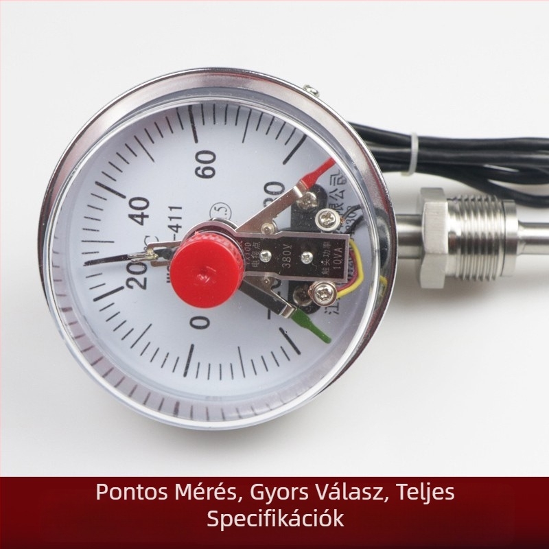 Elektromos érintkezésű bimetál hőmérő WSSX-401/411/481, ipari hőmérő kazántömlőkhöz, 500°C