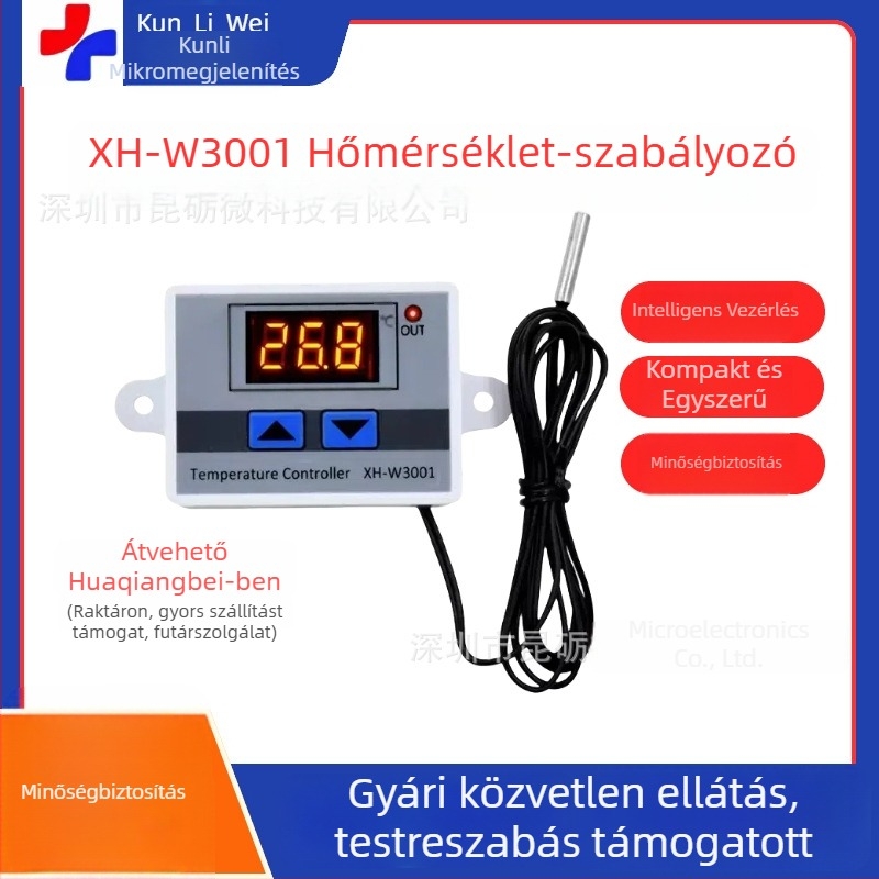 XH-W3001 digitális termosztát, hőmérsékletkapcsoló, mikrovezérlő a hőmérséklet szabályozásához