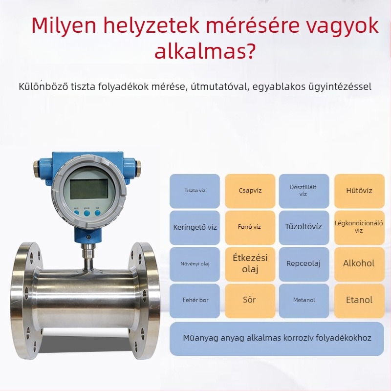 Folyadékturbina áramlásmérő, 4-20 mA, csővezeték, tiszta víz és hidraulikus olaj, RS-485 áramlásérzékelő