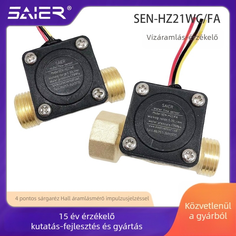 SAIER DN15 Hall-effektus vízáramlás szenzor, 4‑pin interfész, 30–180 L/h