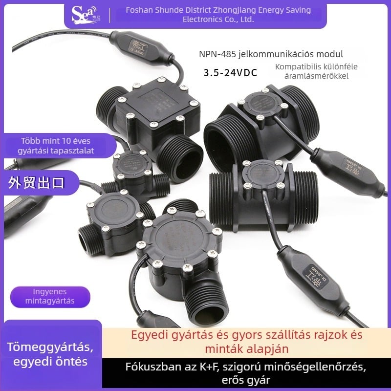 RS-485 kommunikációs modul NPN szenzorhoz, RS-485 kimenetű vízáram szenzor, testre szabható Hall-effektusos áramlásmérő