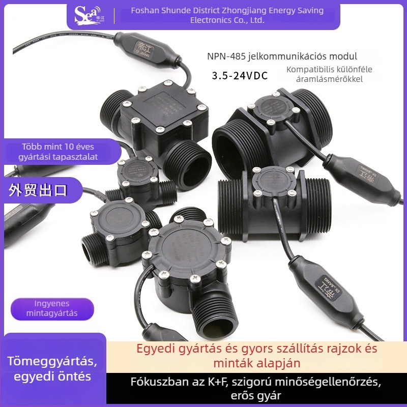 RS-485 kommunikációs modul NPN szenzorhoz, RS-485 kimenetű vízáram szenzor, testre szabható Hall-effektusos áramlásmérő