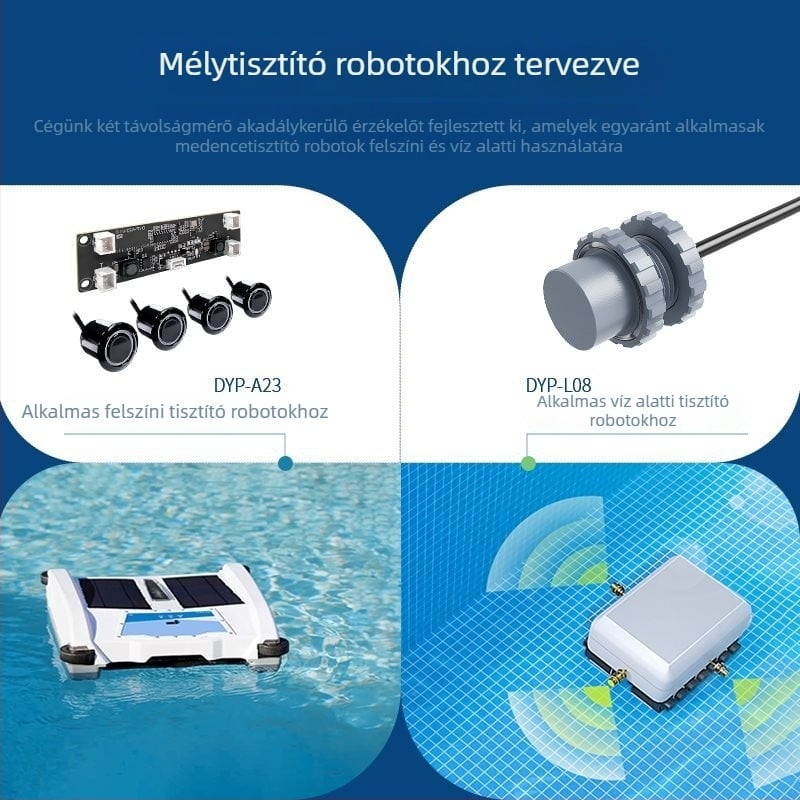 Víz alatti ultrahangos távolságmérő szenzor medencetisztító robothoz – akadályelkerülő modul, 8 m hatótávolság, IP68 vízálló