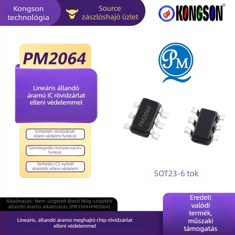 Yuanwei LED állandó áramú meghajtó chip, szigetelés nélküli, első lépcső félizolált PM3304/2064, nagy teljesítmény, magas PF, alacsony THD