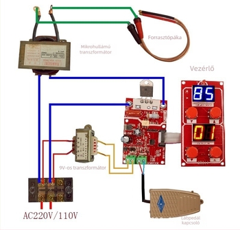 NY-D04 DIY ponthegesztőgép transzformátor-vezérlő, idő és áram beállítása, digitális kijelző