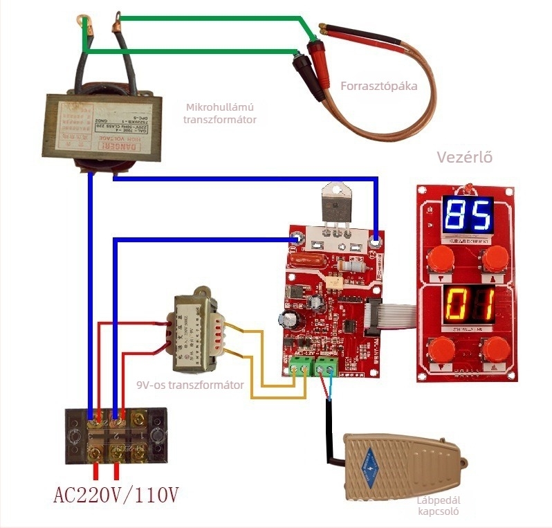 NY-D04 DIY ponthegesztőgép transzformátor-vezérlő, idő és áram beállítása, digitális kijelző