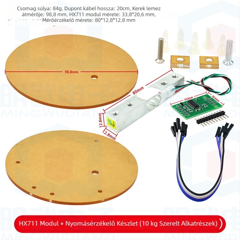 HX711 modul és terhelésérzékelő készlet – elektronikus mérleg modul 1/5/10/20 kg