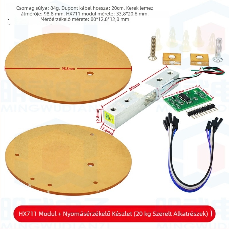 HX711 modul és terhelésérzékelő készlet – elektronikus mérleg modul 1/5/10/20 kg