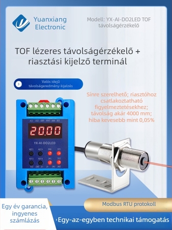 Tof4000 Magas pontosságú infravörös lézeres távolságmérő szenzor RS-485 interfésszel, ultrahangos optikai eltolódás kijelzővel és riasztó modullal