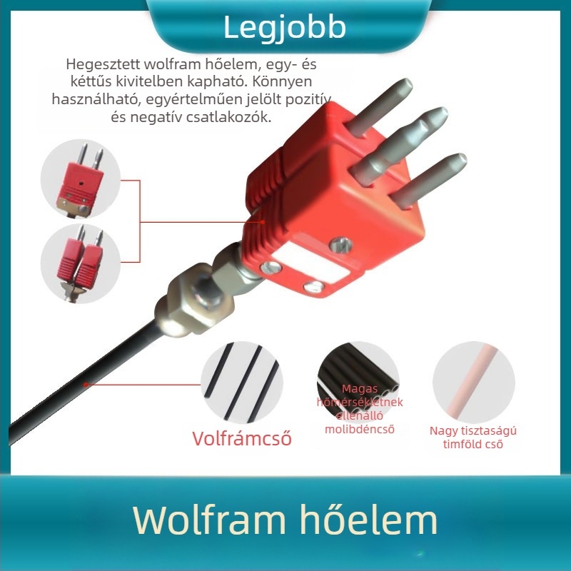 Magas hőmérsékletű wolfrám-reníum hőelem 2300°C-ig, molibdéncső, wolfrámcső, tantálcső és korundcső — vákuumkemence hőmérséklet-szenzor
