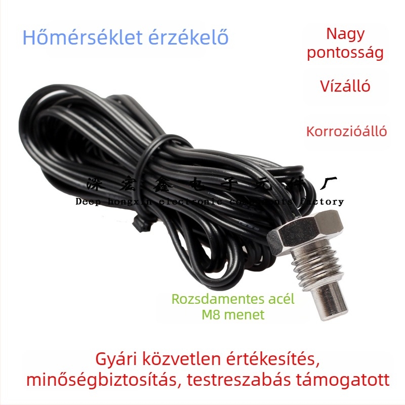 Hongxin NRS NTC-10K3435 hőmérséklet-érzékelő, rozsdamentes acél, M8 menet, nagy pontosság