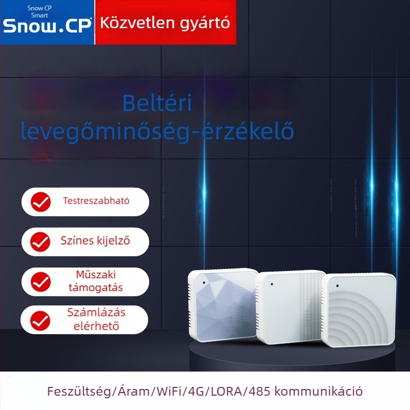 Többparaméteres, nagy pontosságú beltéri levegőminőség-átadó, hőmérséklet és páratartalom szenzorral