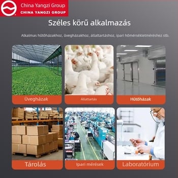 Yangzi digitális kijelzős hőmérő szenzor ipari tenyésztéshez, üvegházak és hűtőházak számára — víz hőmérséklet-mérő