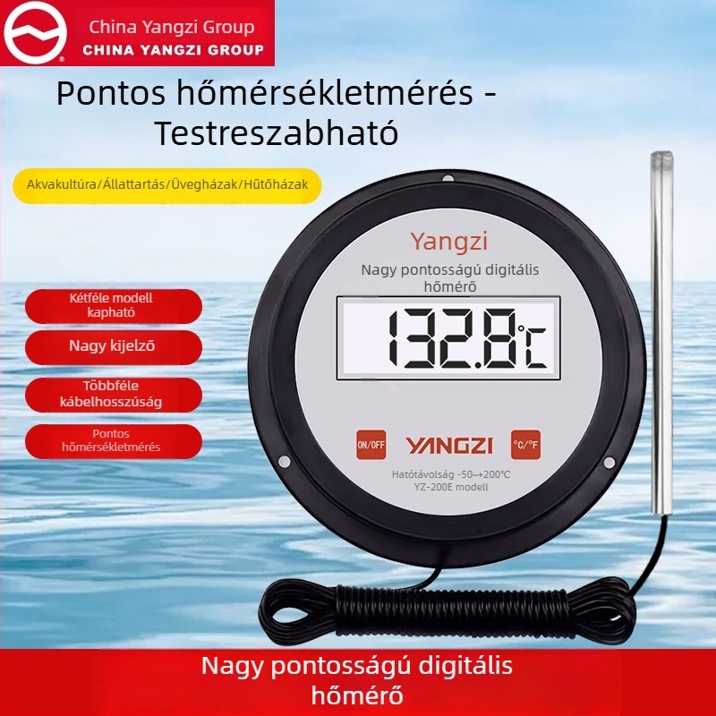 Yangzi digitális kijelzős hőmérő szenzor ipari tenyésztéshez, üvegházak és hűtőházak számára — víz hőmérséklet-mérő