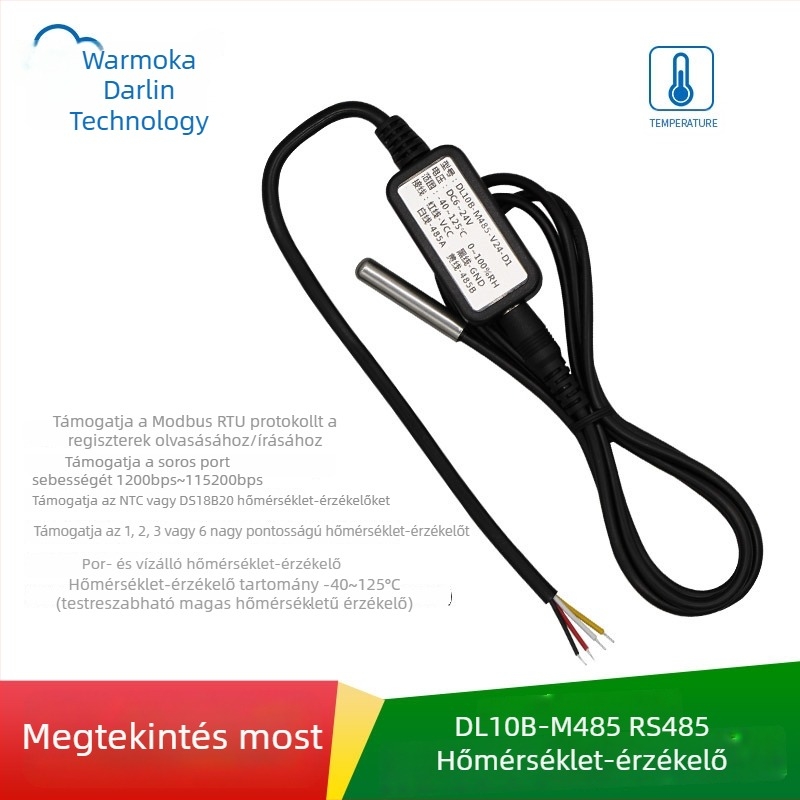 RS485 hőmérséklet-érzékelő, Modbus RTU adó, ipari vízálló és porálló, nagy pontosságú mérőfej