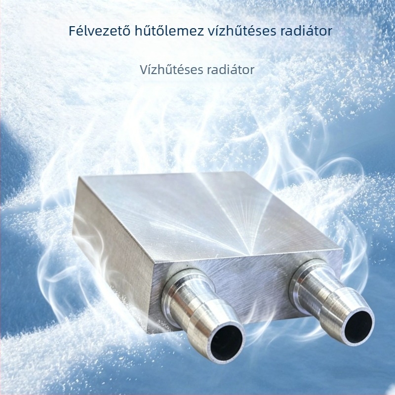 Tiszta alumínium vízhűtésű fej 40×40 mm-es hűtőlemezhez, víz körforgású hőcserélő, folyadékhűtő lemez, M-típusú cső