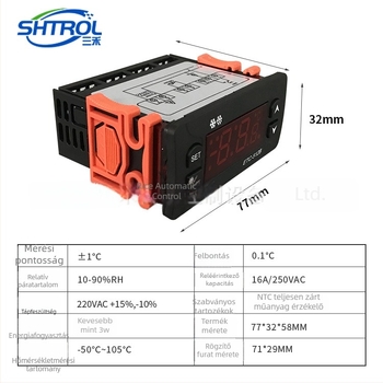 ETC-512B fagyasztó hőmérsékletszabályozó, 220V, intelligens digitális kijelző, kompresszor késleltetett védelemmel, termosztát a hőmérséklet szabályozásához