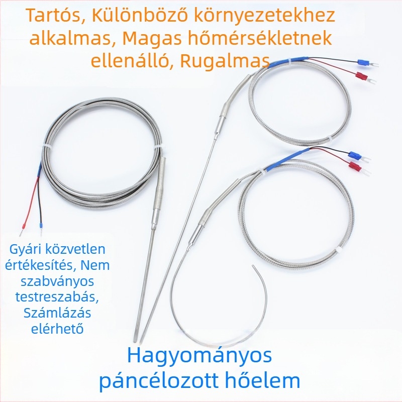 Védett K-típusú termopár szonda – hőmérséklet-szenzor, magas hőmérséklet-állóság, nagy pontosság