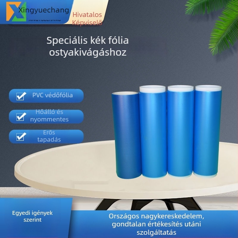 Kék védőfilm PVC félvezető waferekhez, LED chipekhez és szilícium wafer-ekhez; vágófilm és UV védelem.