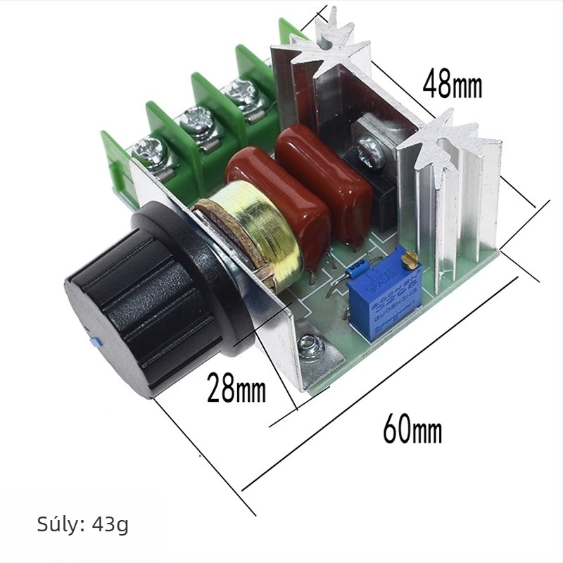 2000W SCR motor fordulatszám-szabályozó, 220V, nagy teljesítményű elektronikus modul a fordulatszám, fényerő és hőmérséklet szabályozásához