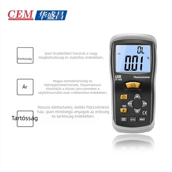 DT-613 Ipari digitális hőmérő szenzorral, kétcsatornás K-típusú termopár mérő