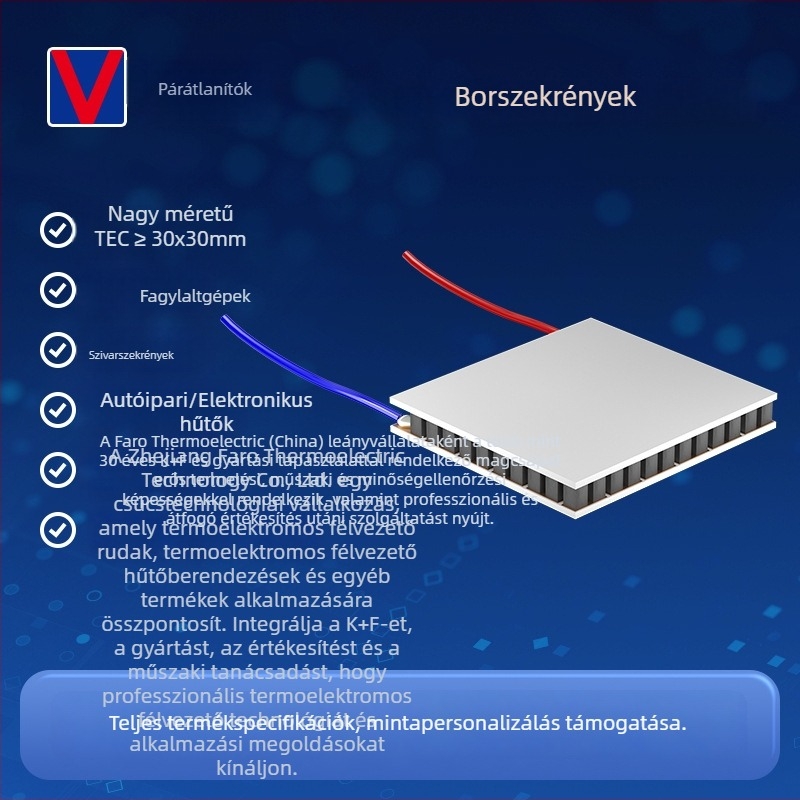 TEC12706 termoelektrikus hűtőlemez nedvességeltávolítóhoz