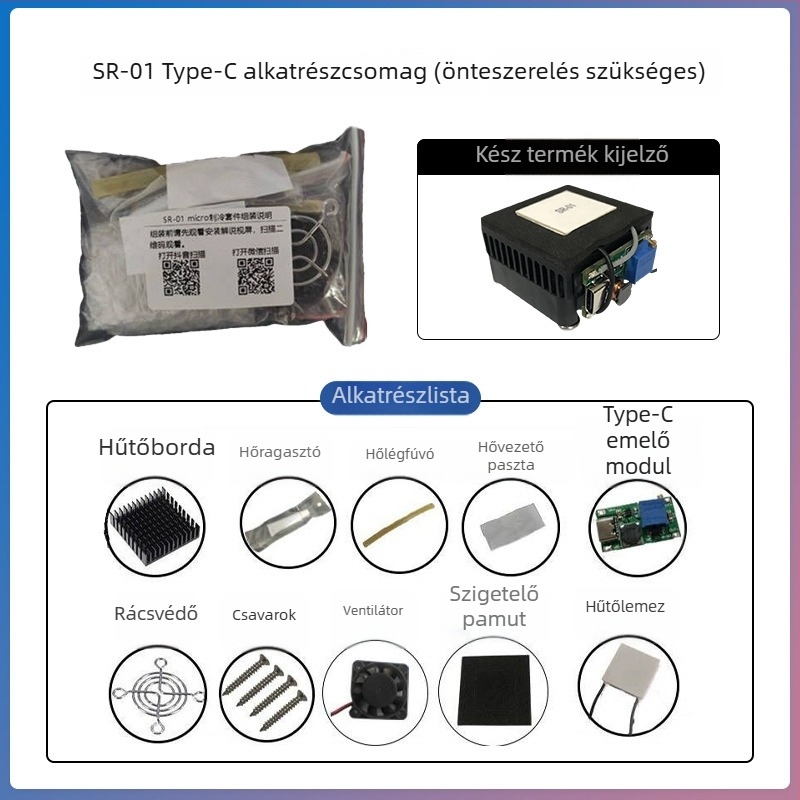 SR-01 DIY félvezető hűtőlap mobil eszközökhöz, csendes, 5V 40×40