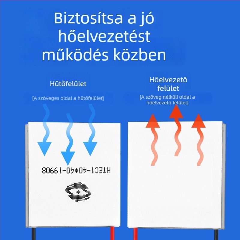 HTEC félvezetős hűtőchip nagy hőmérséklet-különbséggel (40×40) autóhűtőhöz, nedvességeltávolító mechanizmus, csendes hűtés