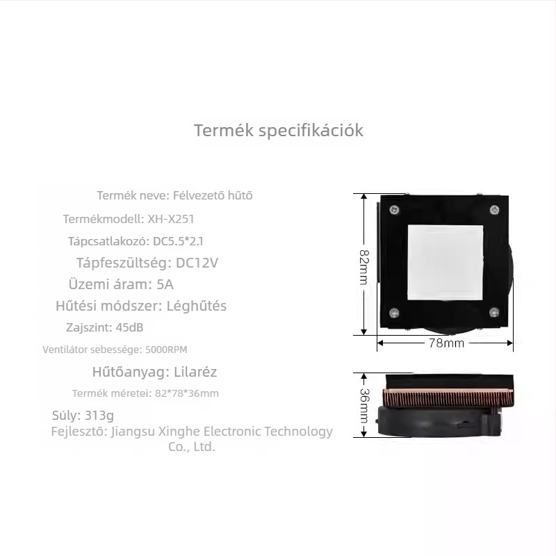 XH-X251 félvezető termoelektromos hűtő modul, 12V DC alacsony feszültségű hűtéshez