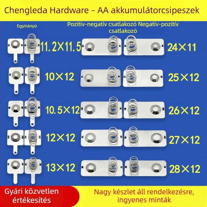No.5 és No.7 típusú elemek érintkezői – préselt fémdarabok